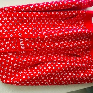 Red and white hoodie